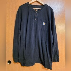 Carhartt Men's Black Long Sleeve Henley 3XL